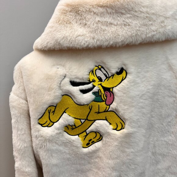 Disney Parks Disneyland Mickey Mouse & Friends embroidered Cream Plush Jacket L - Picture 7 of 16